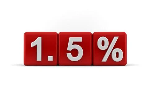 1.5 percent embossed on red cubes Stock Illustration