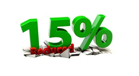 15 Precent down on a white background Stock Illustration
