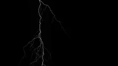 Realistic Lightning Strike On Black Background Blue Thunderstorm