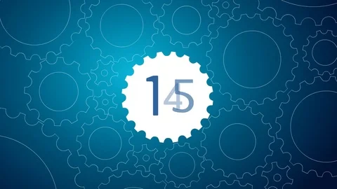 15 Sec countdown with Cogs gears rotate working on theme Stock Footage 89786672