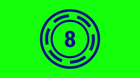 15-sec navy circular countdown timer with rotating dashed rings on green screen Stock Footage 329294087