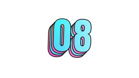 15 sec playful multi-layer countdown number in blue-pink gradient on white bg Stock Footage 324278708