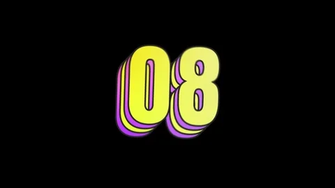 15 sec playful multi-layer countdown in yellow-purple gradient on black bg Stock Footage 327492304
