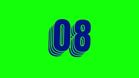 15 sec playful multi-layer countdown number in navy gradient on green screen Stock Footage 328263758