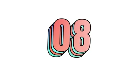15 sec playful multi-layer countdown number in orange-blue gradient on white bg Stock Footage 329653244