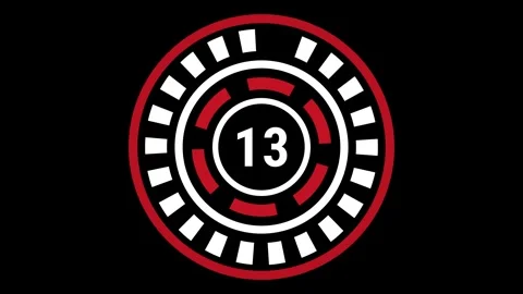 15-sec red and white gear-style countdown on black background Stock Footage 333618668