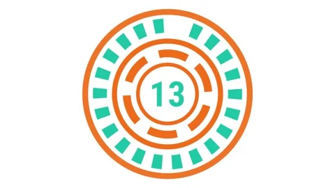15-sec teal orange gear-style countdown on white background Stock Footage 332790667