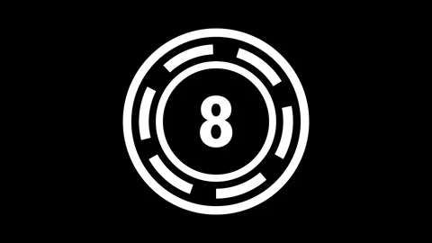 15-sec white circular countdown with rotating dashed rings on black background Stock Footage 331221355