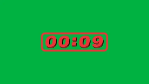 15 Second 3D Digital Timer Countdown Landscape Green Background Stock Footage 282368845