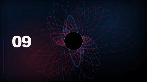 15-Second Abstract Digital Countdown Timer with Orbiting Shapes Stock Footage 340465169