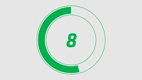 15 second alpha channel green Countdown timer with transparent background Video stock 249016445