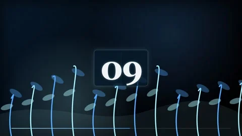 15-Second Blue Digital Countdown Timer with Animated Lines Stock Footage 340465183