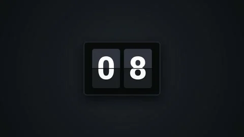 15 Second Countdown Timer Dark Mode Flip Clock Animation Stock Footage 341462044