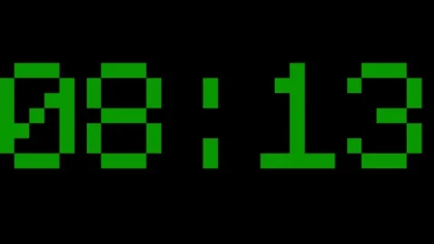 15 second countdown timer pixelated digital font changing color black background Stock Footage 307009485