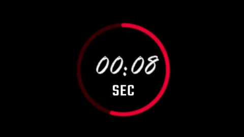 15 second countdown timer with red circular progress bar loop on black Stock Footage 334995472