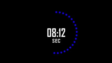 15-second digital countdown timer with blue dots on a black background Stock Footage 335275160