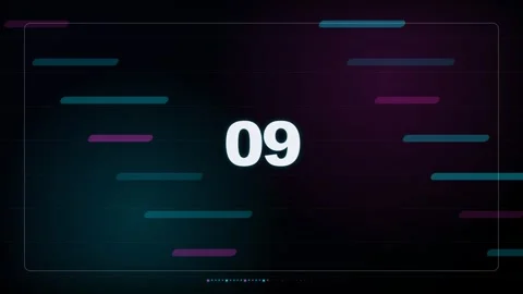 15-Second Digital Countdown Timer with Neon Lines Stock Footage 340465168