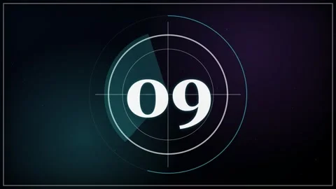 15-Second Futuristic Countdown Timer with Neon Circles Stock Footage 340465167