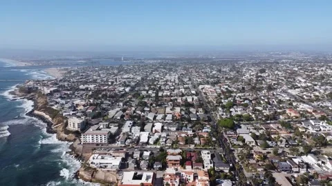 15 Second OB Aerial Drone Pan Over Ocean Beach California at Sunset Stock Footage 312768036