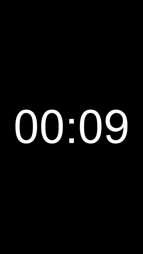 15 Seconds Clock Timer Countdown Vertical Black White Screen Stock Footage 281791017