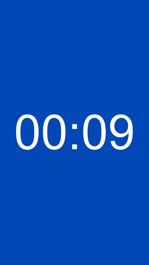 15 Seconds Clock Timer Countdown Vertical Blue White Screen Stock Footage 281791019