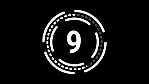 15 seconds countdown timer with line animation on black background Video stock 313607914