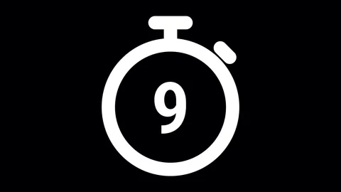 15 seconds countdown timer with stopwatch frame on black background Stock Footage 313607663