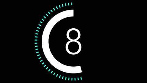 15 seconds dashed line circle countdown timer. Turquoise and White on Black bg Video stock 231253308