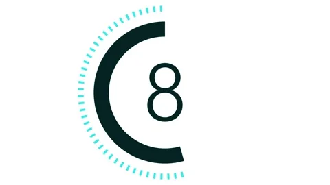 15 seconds dashed line circle countdown timer. Pale Blue and Black on White bg Stock Footage 263988568