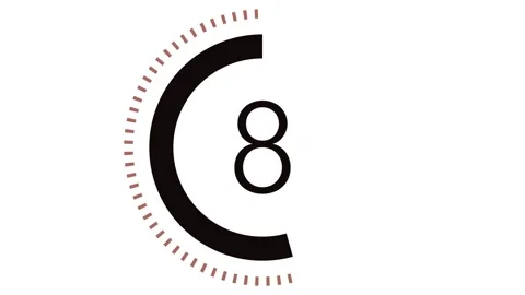 15 seconds dashed line circle countdown timer. Toffee and Black on White bg. Stock Footage 278623471