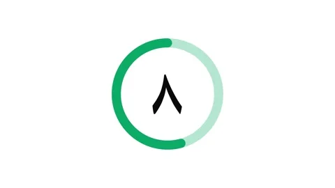 15 seconds green circle Arabic character countdown timer on white background Stock Footage 252094147