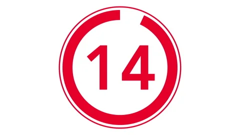 15 seconds simple red countdown timer, white background Stock Footage 263086328