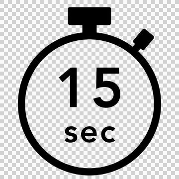 15 seconds stopwatch icon (black) Stock Illustration