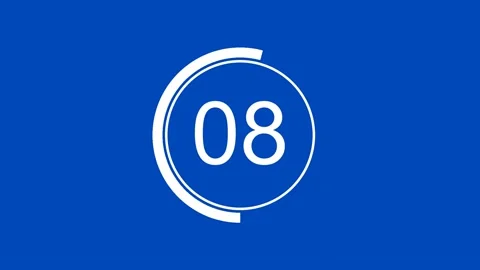 15 Seconds Timer Clock Countdown Landscape Blue White Screen Stock Footage 281793381