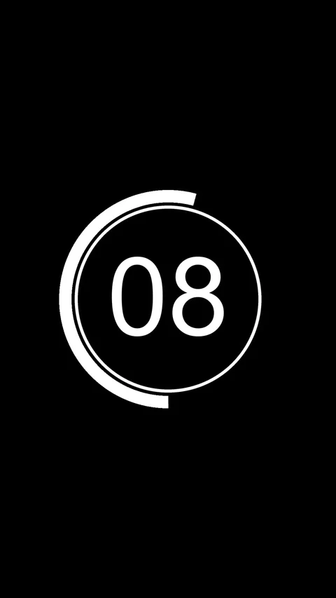 15 Seconds Timer Clock Countdown Vertical Black White Screen Stock Footage 281793391