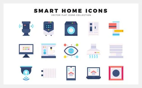 15 Smart Home Flat icon pack. vector illustration. Stock Illustration