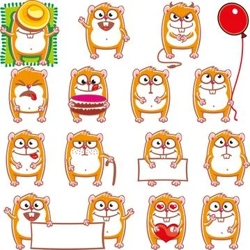 15 smiley hamsters Stock Illustration