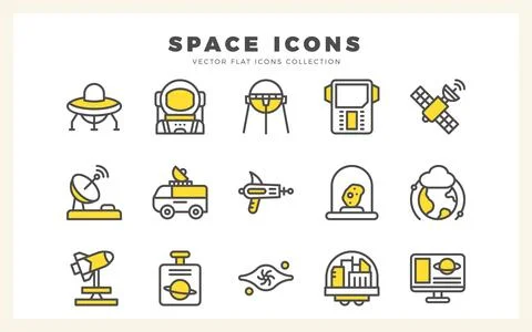 15 Space Two Color icons pack. vector illustration. Stock Illustration