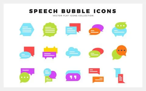 15 Speech Bubble Flat icon pack. vector illustration. Illustrazione stock