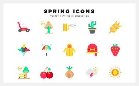 15 Spring Flat icons pack. vector illustration. Stock Illustration