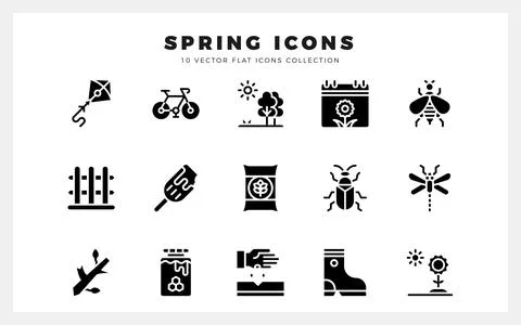 15 Spring Glyph icons pack. vector illustration. Stock Illustration