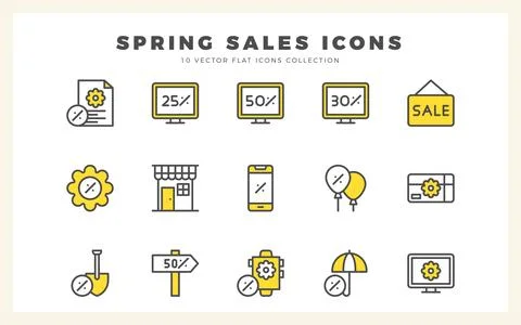 15 Spring Sales Two Color icons pack. vector illustration. Stock Illustration