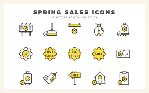 15 Spring Sales Two Color icons pack. vector illustration. Stock Illustration