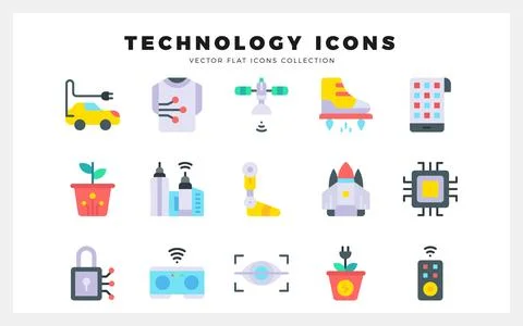 15 Technology of the Future Flat icon pack. vector illustration. Stock Illustration