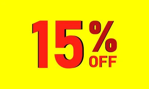 15% OFF text on yellow background Stock Illustration