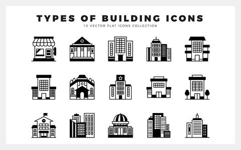 15 Types of Building Lineal Fill icon pack. vector illustration. Ilustración de archivo