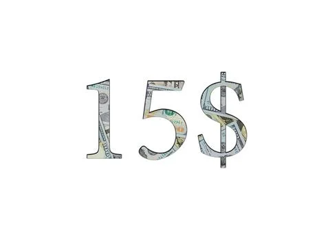 $ 15. Us dollar banknotes. The texture of the money. Isolated on white backgr Stock Photos