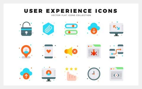 15 User Experience Flat icon pack. vector illustration. イラスト素材