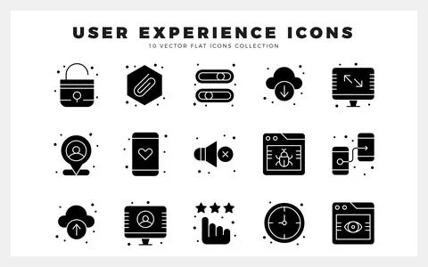 15 User Experience Glyph icon pack. vector illustration. Stockillustratie