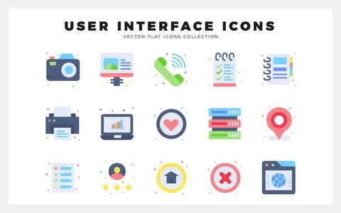 15 User Interface Flat icon pack. vector illustration. Stock Illustration